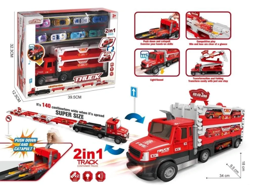 2 in 1 Fire Container Truck With Fire Rescue Vehicles, 140cm Spread Size