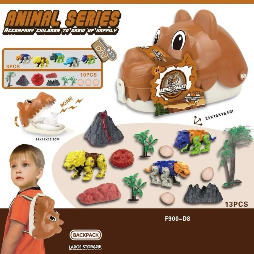 Animal Playset in Carry Case Storage Backpack