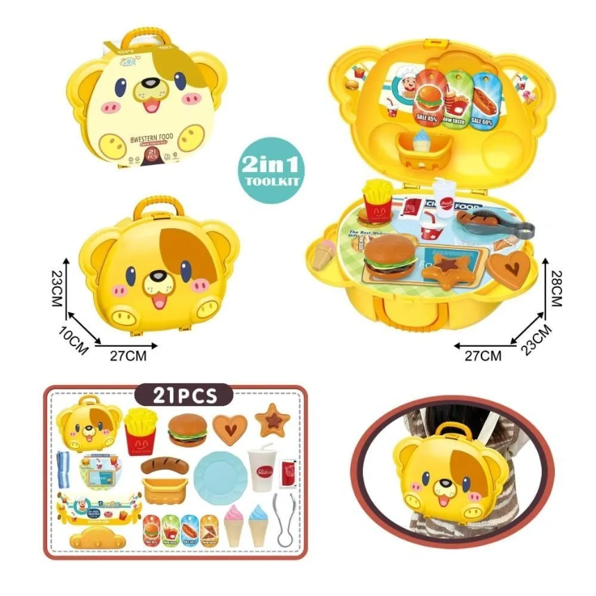 2 In 1 Yellow Fast Food Dog In Carry Case