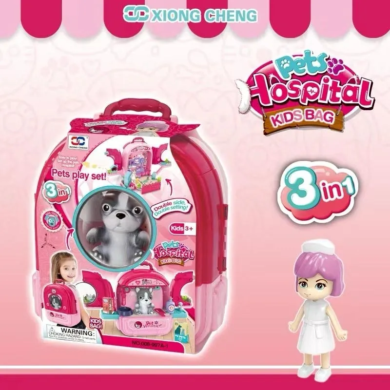 Pink Pet Backpack With Accessories