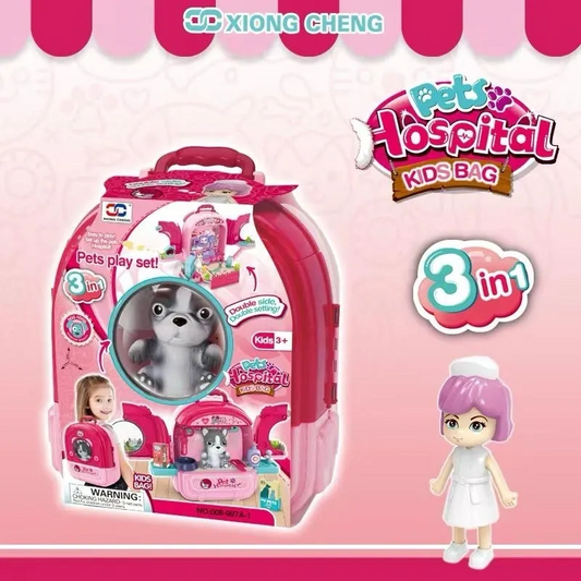 Pink Pet Backpack With Accessories