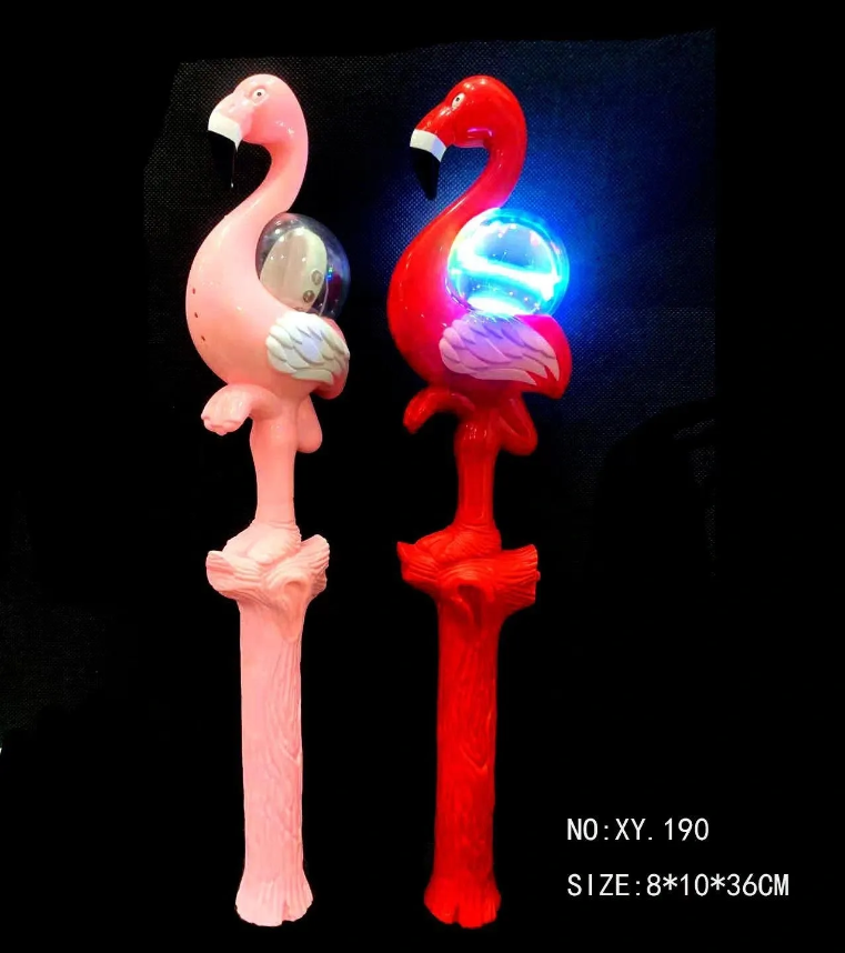 Light Up & Sound Flamingo Spinning Flashing Wand Toy
