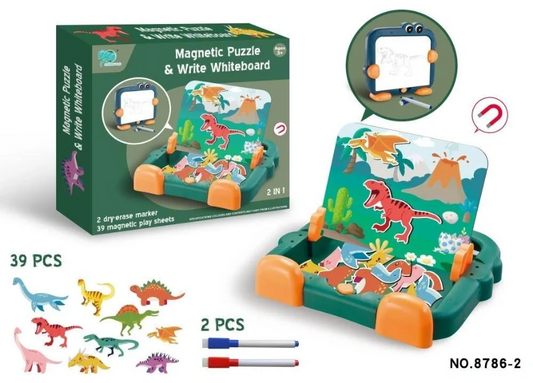 2 In 1 Dinosaur Magnetic Puzzle & Write Whiteboard