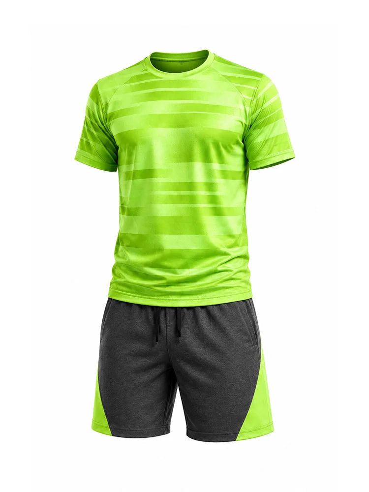 Mens Activewear T-Shirt and Shorts Set - Casual Two Piece Summer Co-Ord Outfit Gym Sportswear Activewear Lightweight Breathable Holiday Summer Set