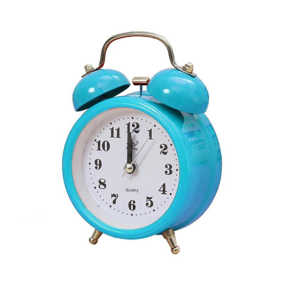 Round Bedroom Alarm Clock With Bell Retro Design Assorted Colours