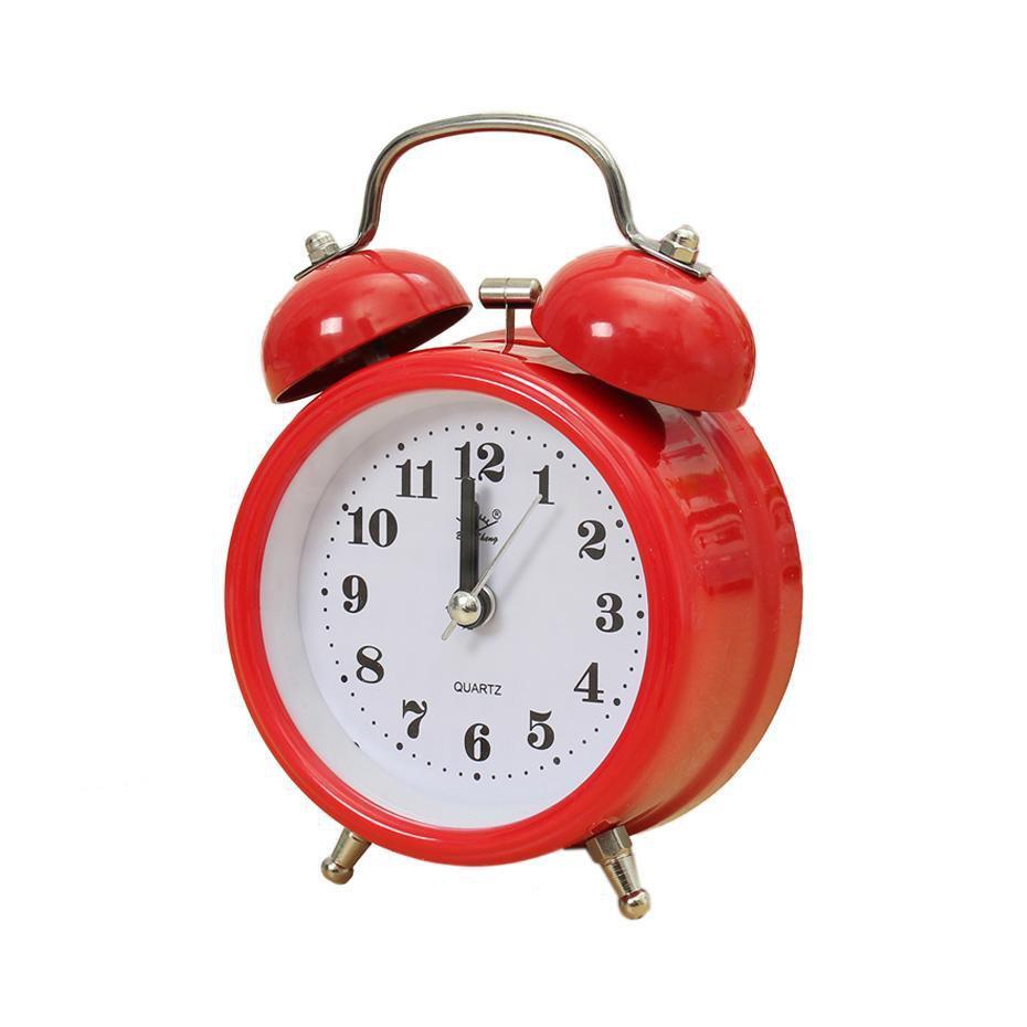 Round Bedroom Alarm Clock With Bell Retro Design Assorted Colours