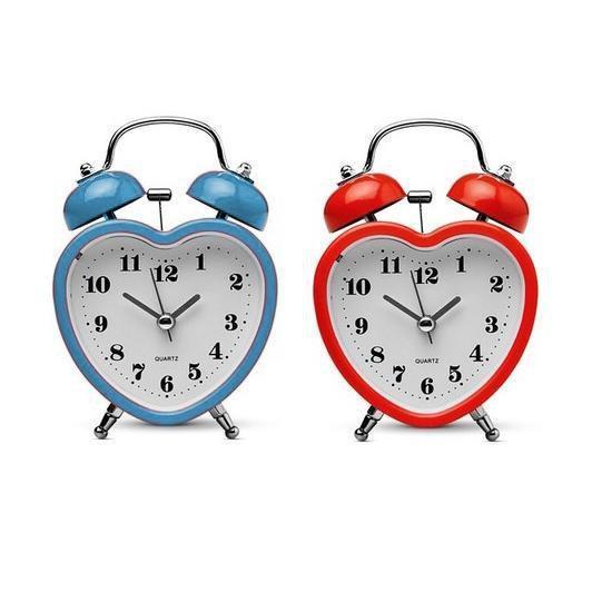 Heart Bedroom Alarm Clock With Bell Retro Design Assorted Colours