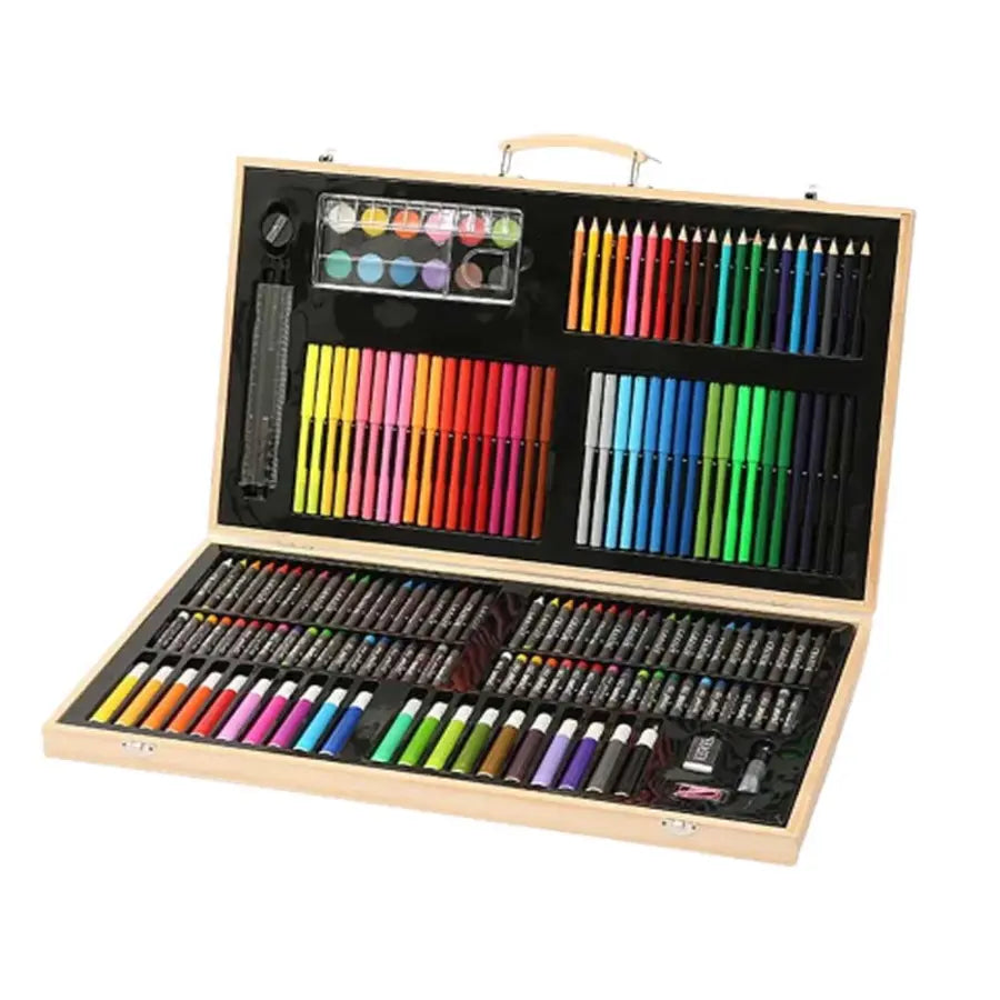 180 Piece Drawing Painting Set Wood Box Art Set Children Drawing Supplies