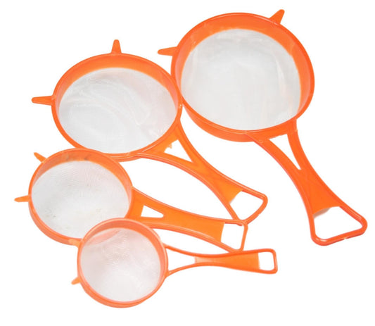Plastic Kitchen Mesh Sieve Strainer Set of 4 Assorted Colours 5238