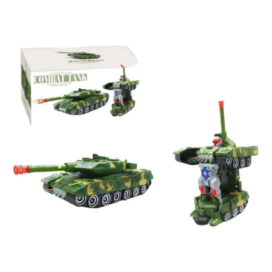 Transforming Tank Robot Toy with Lights, Music, and Bump Function