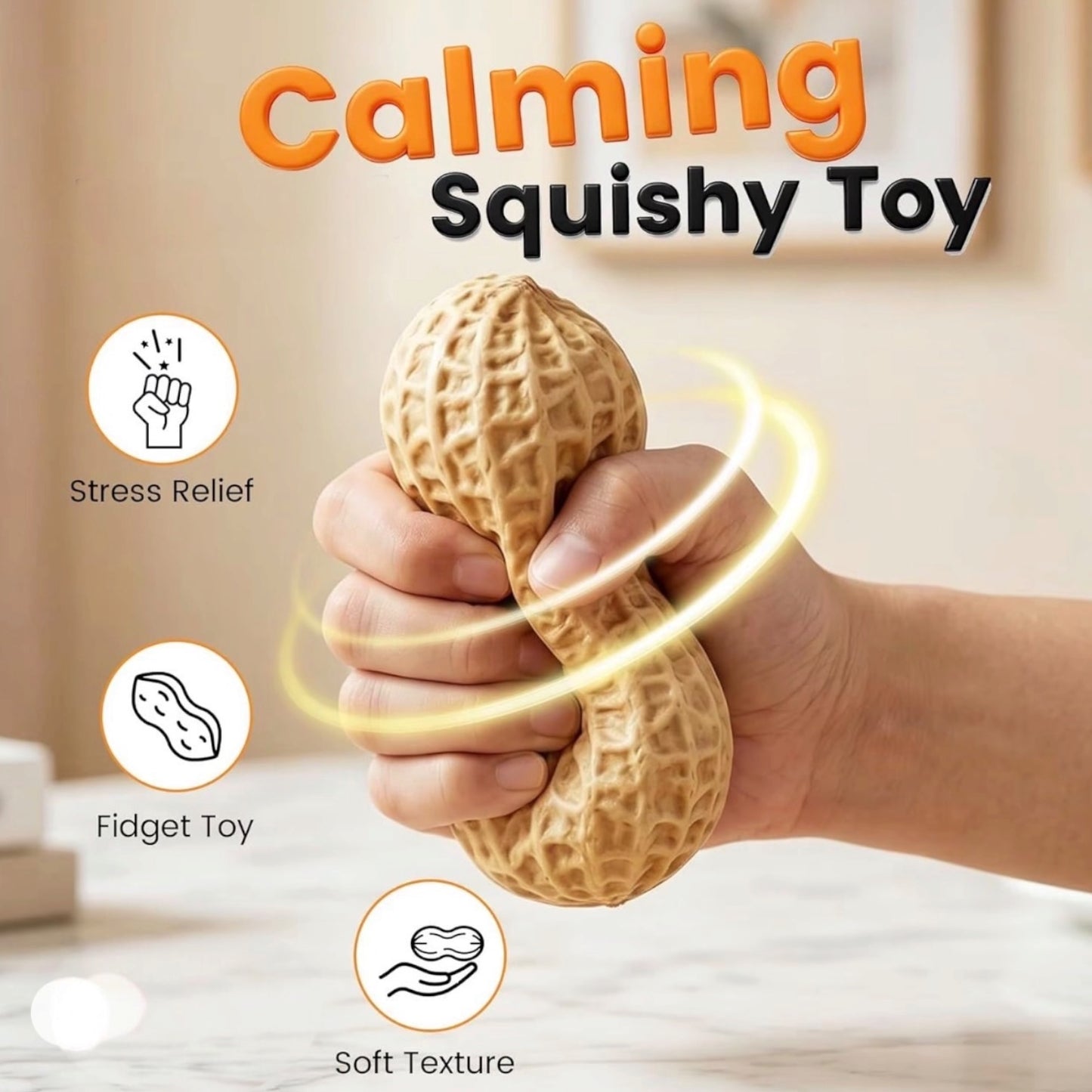 Squishy Monkey Nut Peanut Squish Fidget Sensory Toy Viral Trending