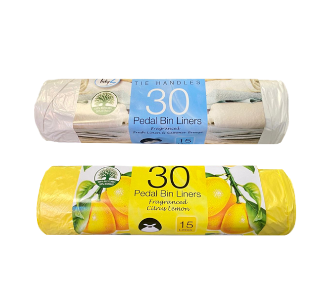 Fragranced Pedal Bin Liners with Tie Handles 15L 96 x 60 cm Roll of 30 Assorted Scents B0169