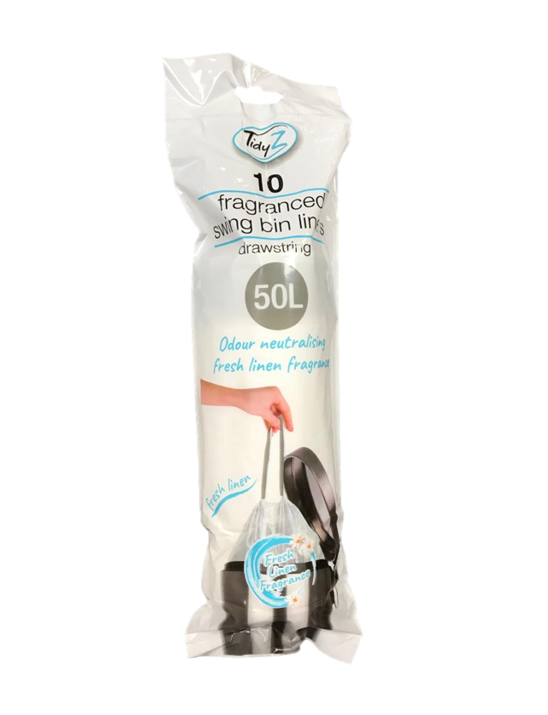 Fresh Linen Fragranced Swing Bin Bag Liners 50L Roll Of 10