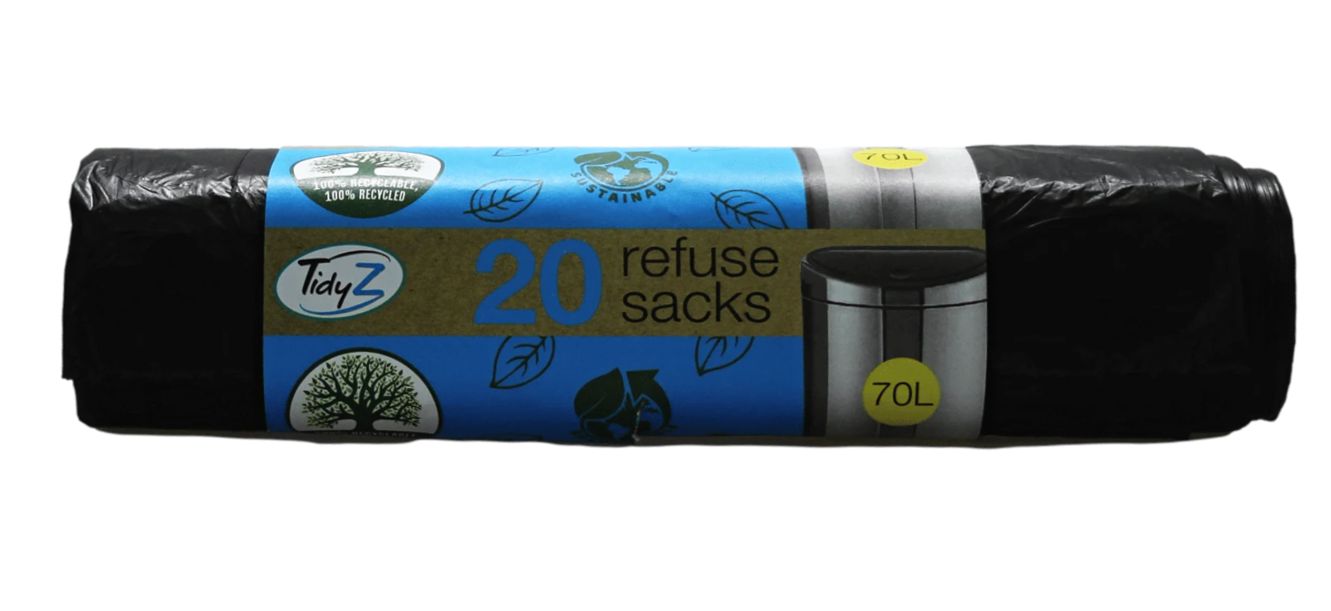 Refuse Sacks Bin Bags 70 Litre Roll Of 20