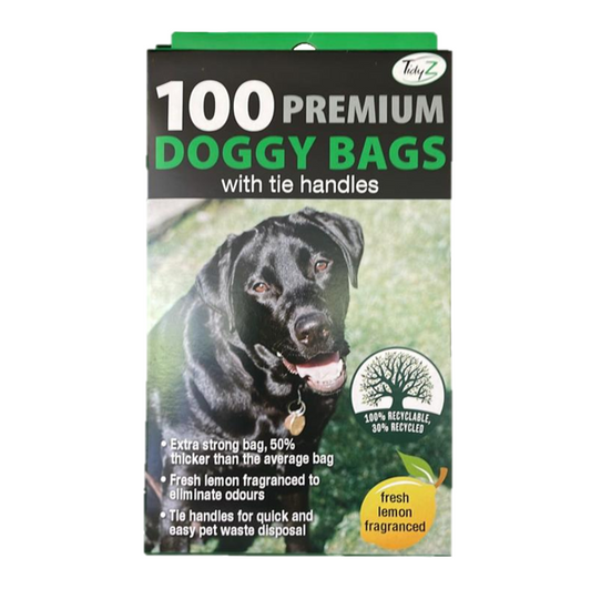Premium Doggy Poop Bags with Tie Handles Fragrance Pack of 100 B0355 / B0355A