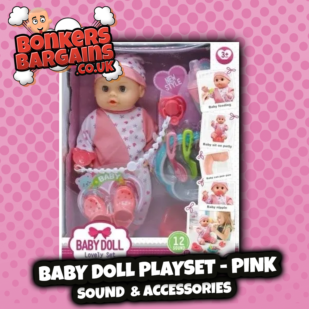 Baby Doll Playset Sound & Accessories - Pink