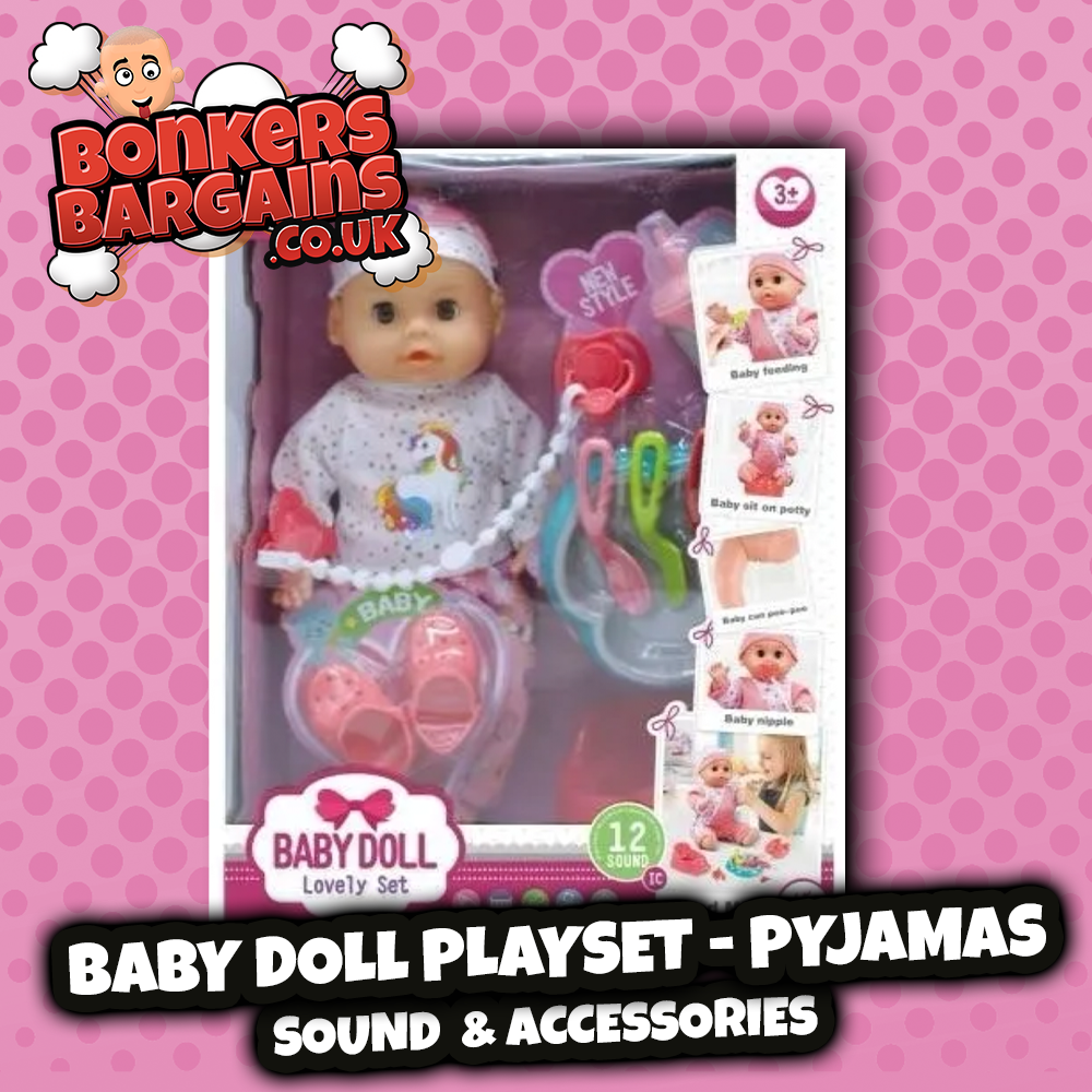 Baby Doll Playset Sound & Accessories - Pyjamas