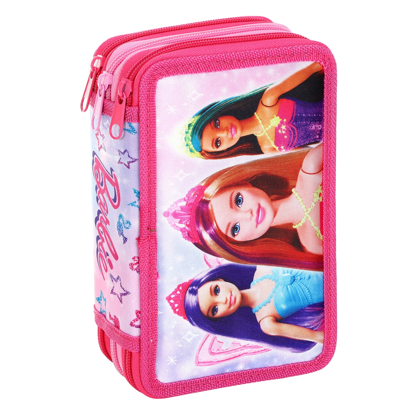 Barbie Style Jumbo Pencil Case & Stationery Set with 3 Zip Divider