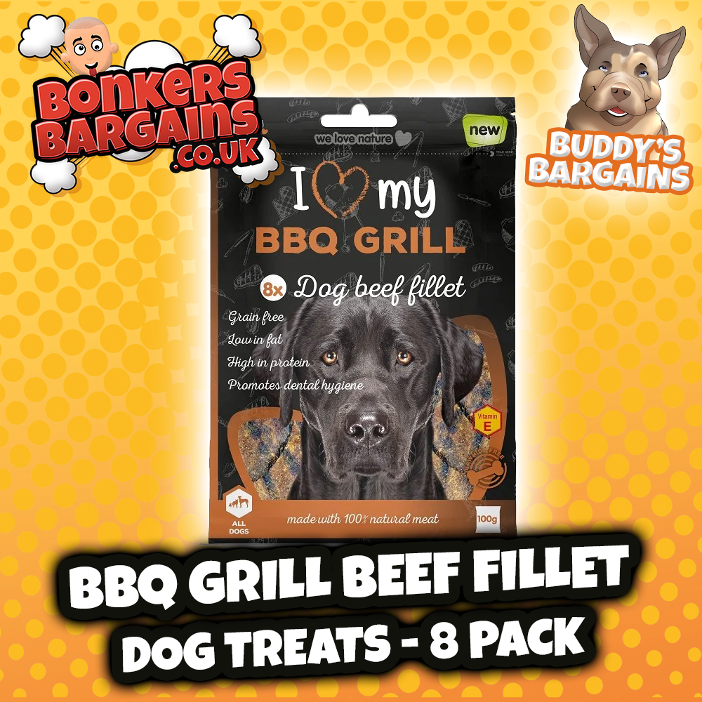 Pet Dog Treats BBQ Grill Beef Fillets 8 Pack 075387 (Parcel Rate)