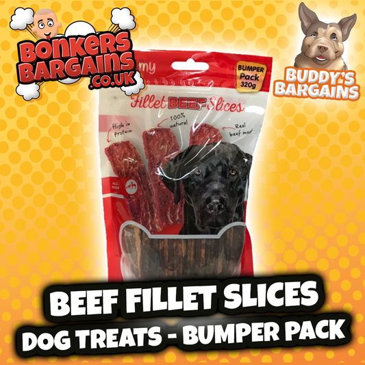 Pet Dog Treats Beef Fillet Slices 320g 77145 (Parcel Rate)