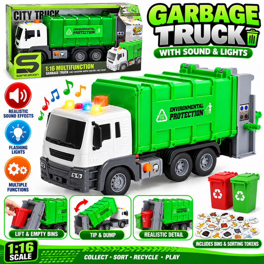 Garbage Truck Bin Lorry Toy with Sound & Lights