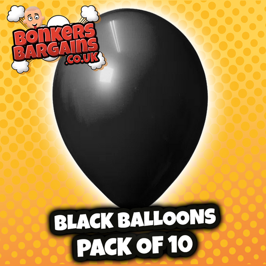 Papstar Black Birthday Party Balloons 10 Piece Party Pack 25cm 18983 (Large Letter Rate)