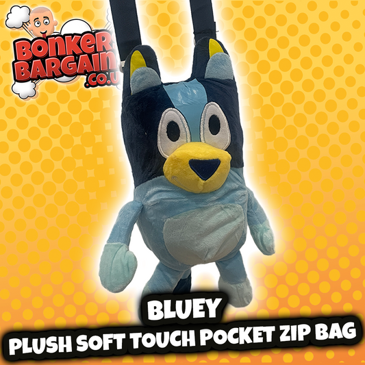 Bluey Plush Soft Touch Pocket Zip Bag with Strap