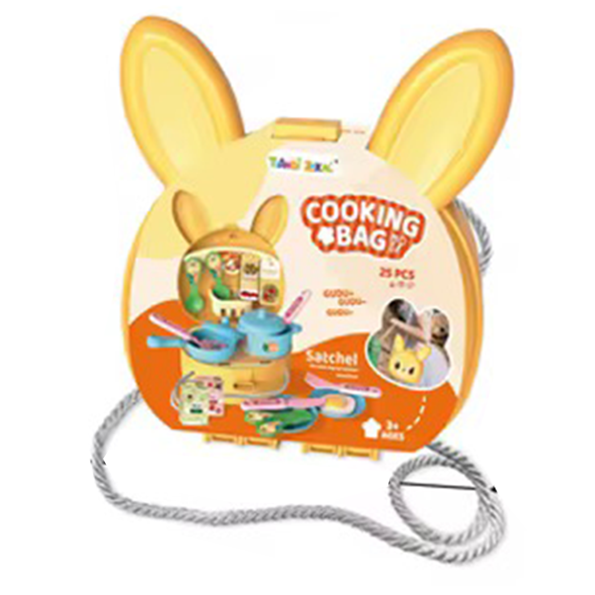 Bunny Rabbit Carry Case Travel Cooking Bag 25 Piece Kitchen Play Set with Shoulder Strap - Yellow - Easter Toys & Gift