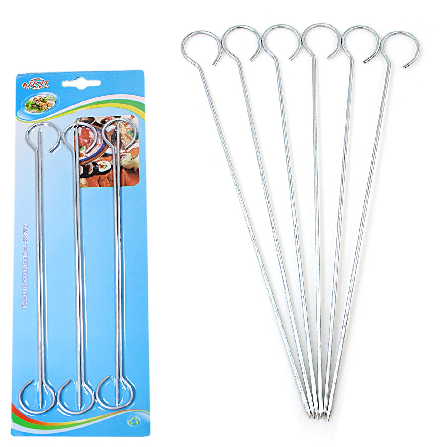 Metal BBQ Skewers Kebab Sticks 25cm Pack of 6 3481