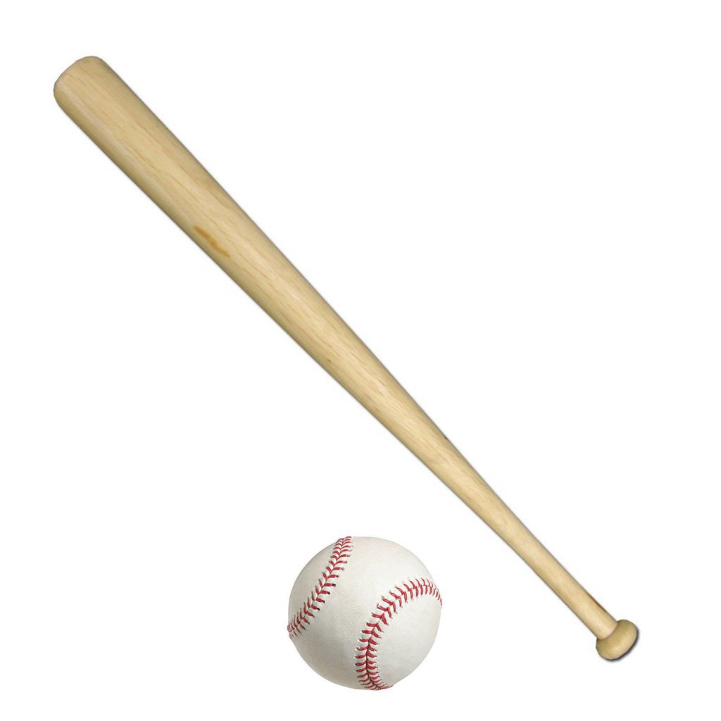 Heavy Duty Wooden Baseball Bat with Ball 24" 1164 A