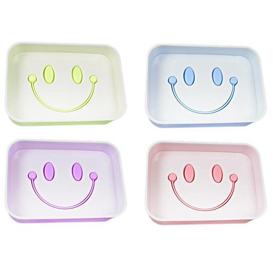 Bathroom Smiley Face Plastic Soap Dish Holder Bo x Assorted Colours
