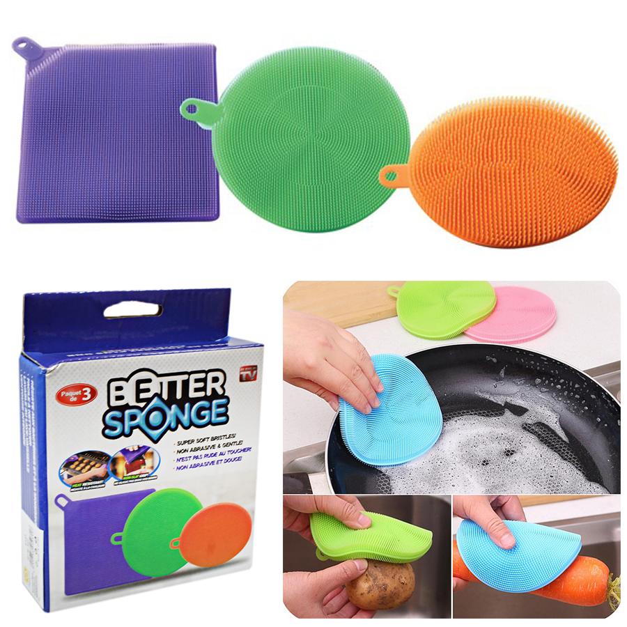 Hot Better Silicone Dishwashing Sponge Pack of 3 5031