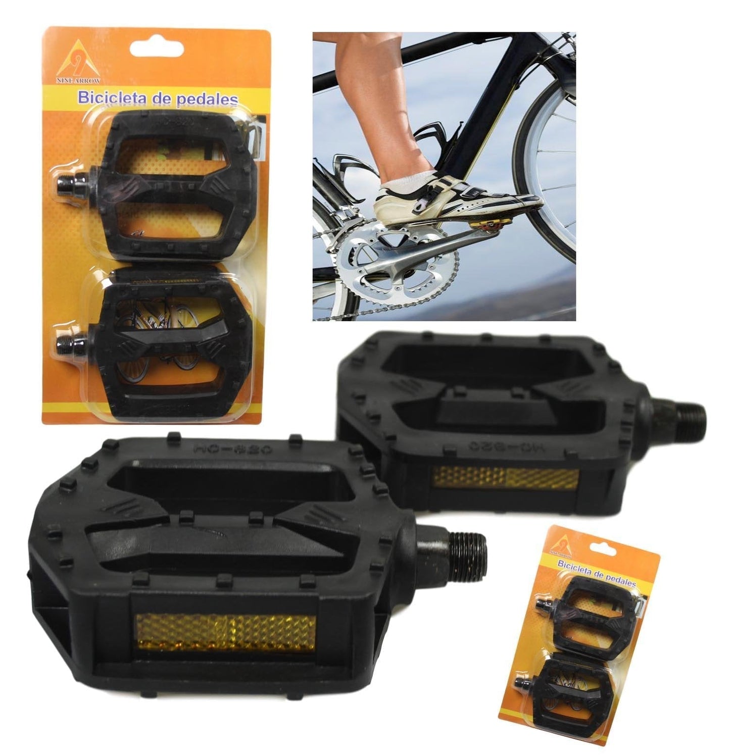Bicycle Bike Pedals With Reflective Part 11Cm Black
