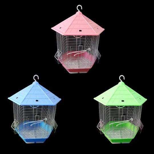 Hexagon Metal Bird Cages Budgie Finch Canary Indoor Assorted Colours 1007 A