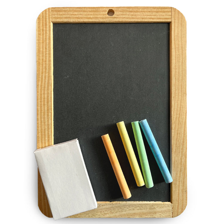 Kids Traditional Slate Blackboard + Chalks Set