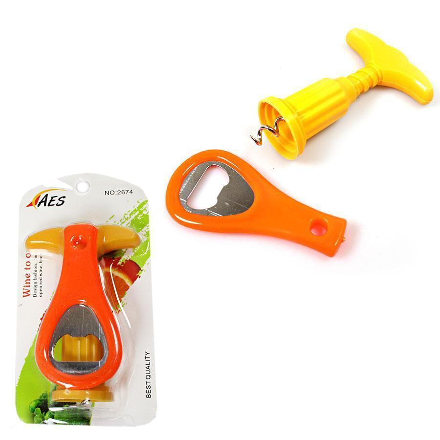 Plastic 2 Type Bottle Opener Multipurpose Use Orange and Yellow  5114