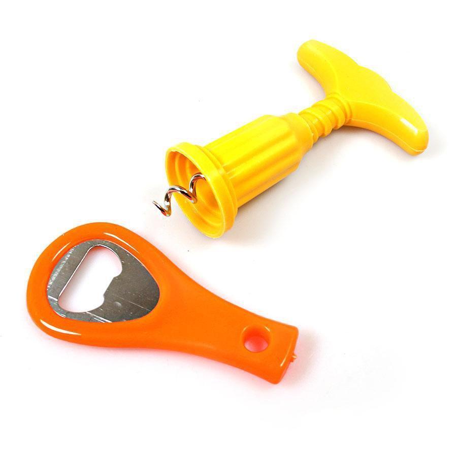 Plastic Bottle And Wine Corkscrew Opener Set 9 – Assorted Colours