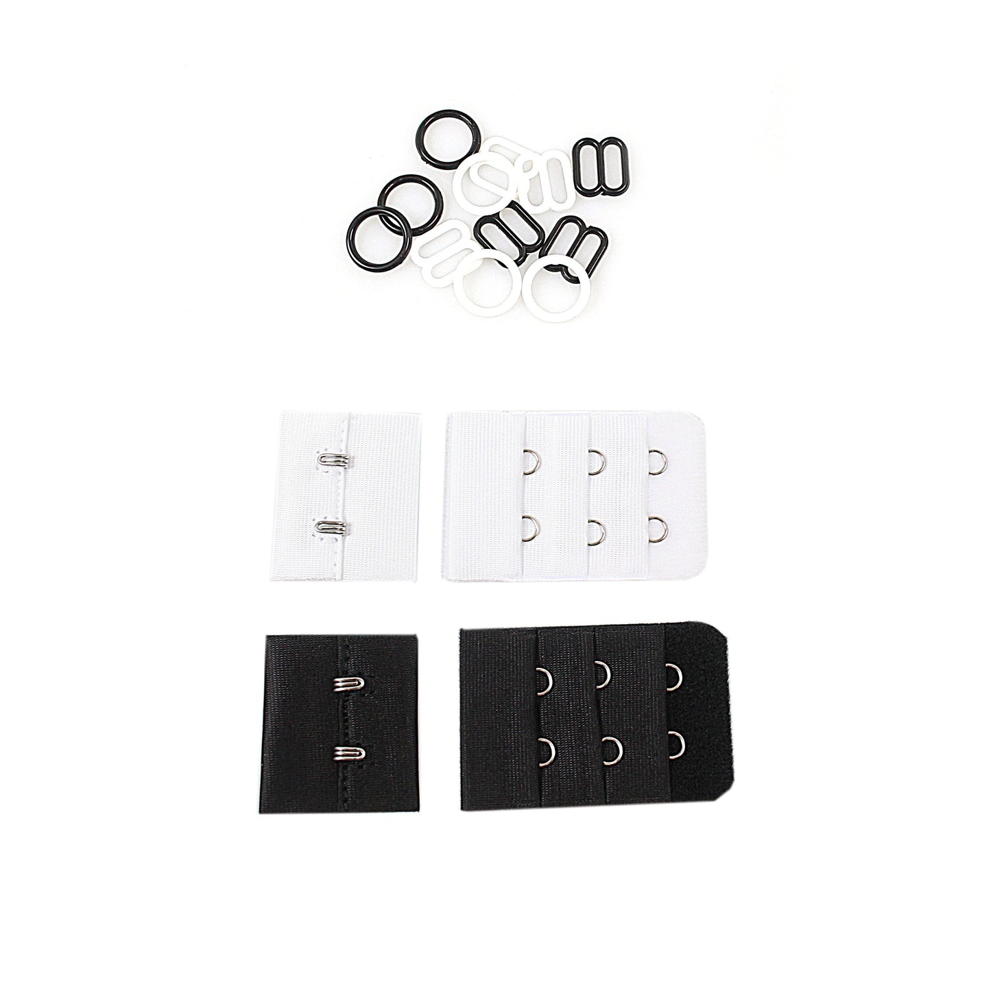 Assorted Elastic Bra Buckle Set Black and White 4808