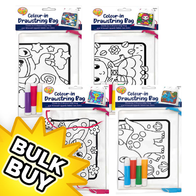 Colour In Drawstring Bag Kits x 12 ( BULK BUY SPECIAL )