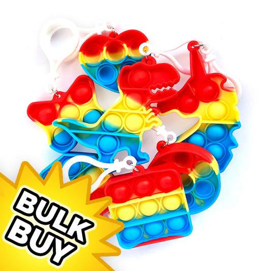 Poppit Fun Jumbo Rainbow Keychain/Charms x 50 ( BULK BUY SPECIAL )