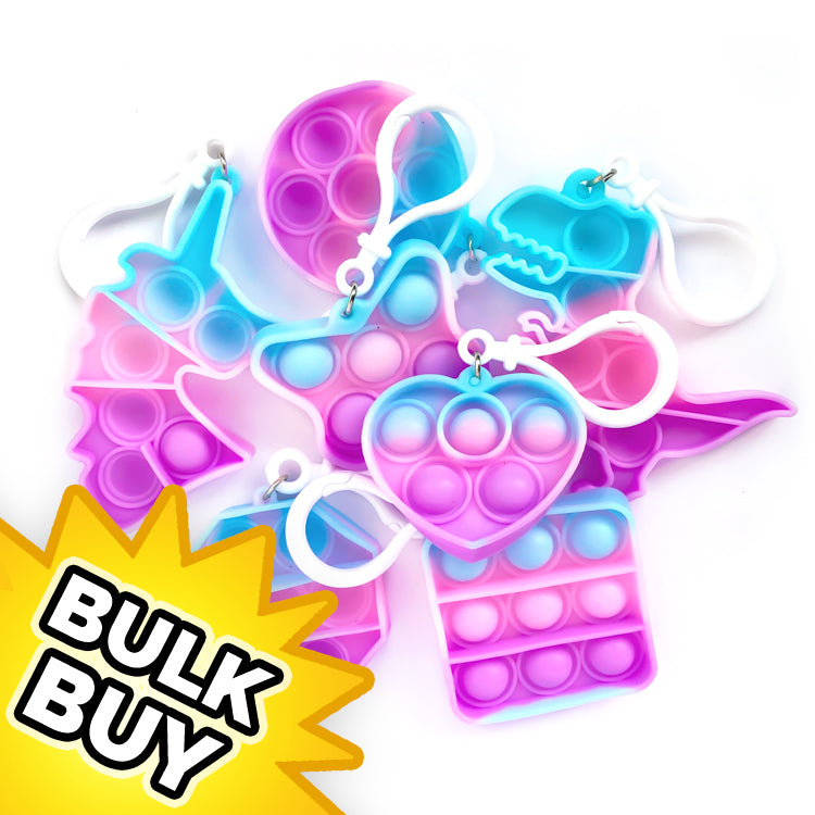 Poppit Fun Assorted Pastel Jumbo Keyrings/Charms x 50 ( BULK BUY SPECIAL )