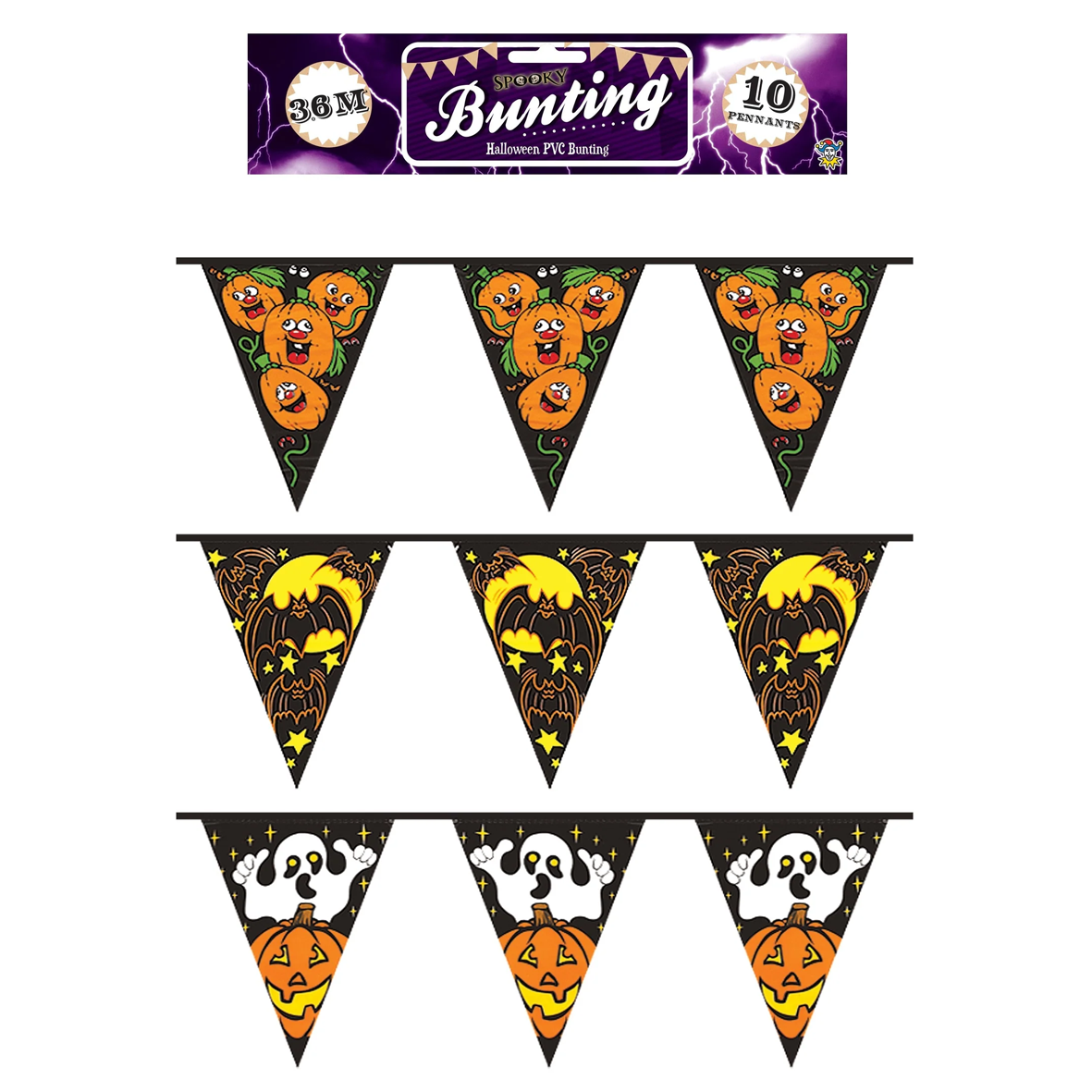 Halloween Festive Bunting Halloween Banners 3.6m - 10 Pennants