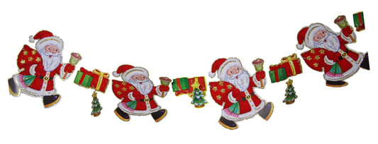 Festive Christmas Paper Santa Claus Bunting Banner with Glitter 1.5M Assorted Designs 2736