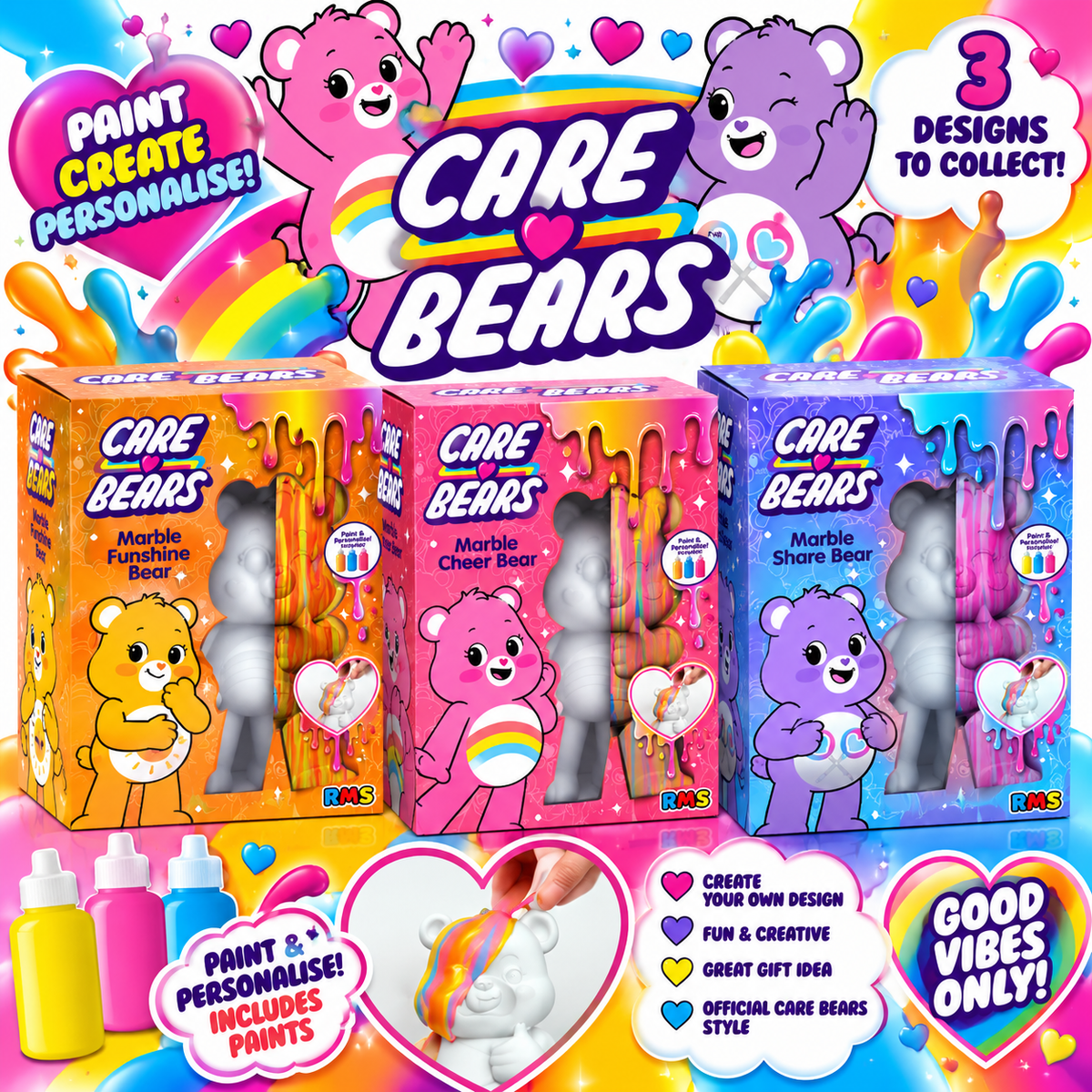 Care Bears Marble Paint Pouring Craft Kit - 3 to Collect