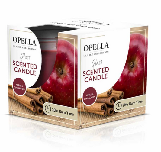 Opella Scented Candle In Glass Jar Apple and Cinnamon Fragrance 5 x 6.5 cm CDJARA