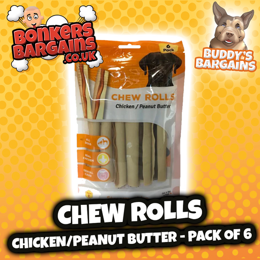 Pet Dog Treats Chew Rolls Chicken & Peanut Butter 6 Pack 75707 (Parcel Rate)