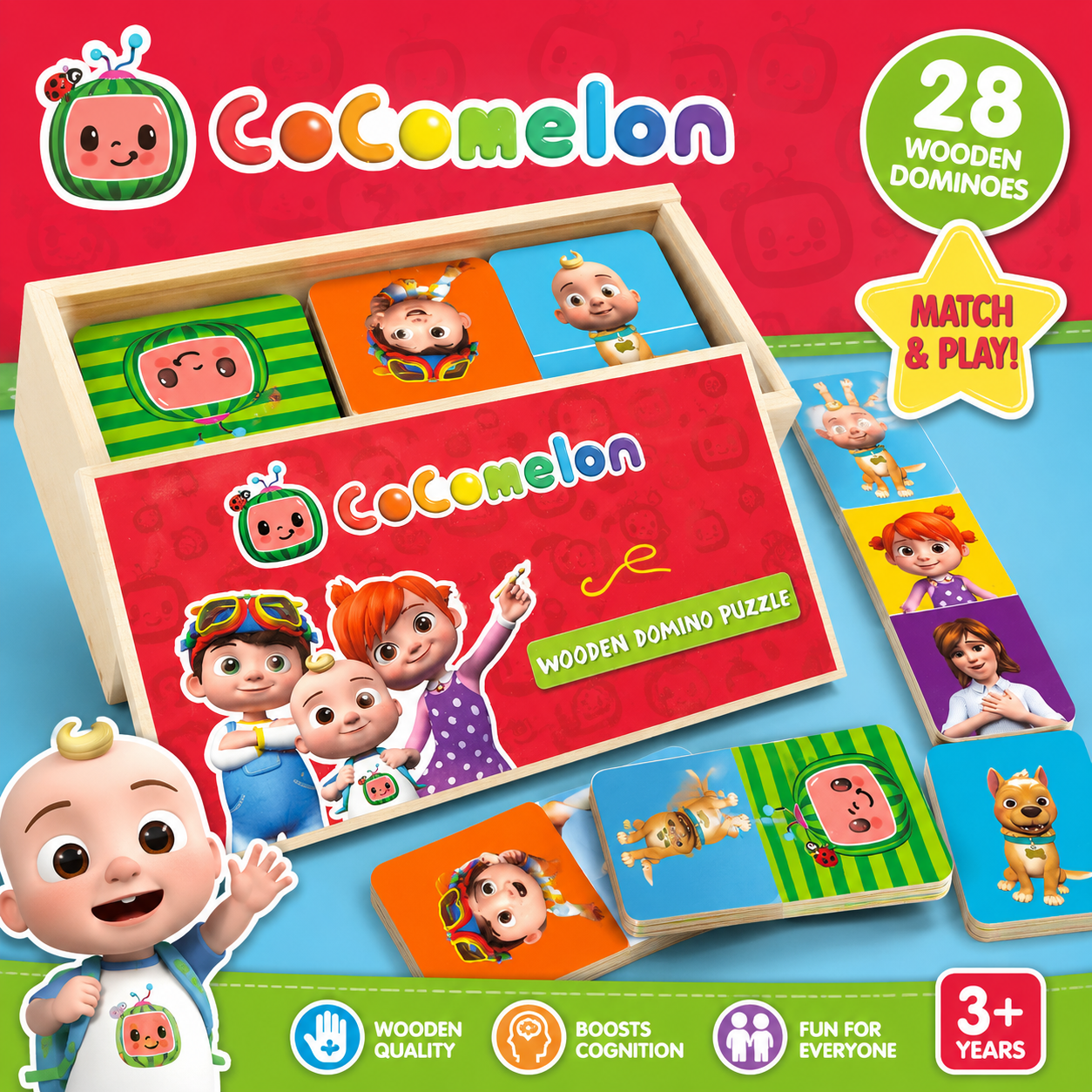CoComelon Wooden Domino Puzzle