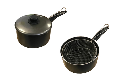 Chips Pan with Frying Basket 8" Black CPB8