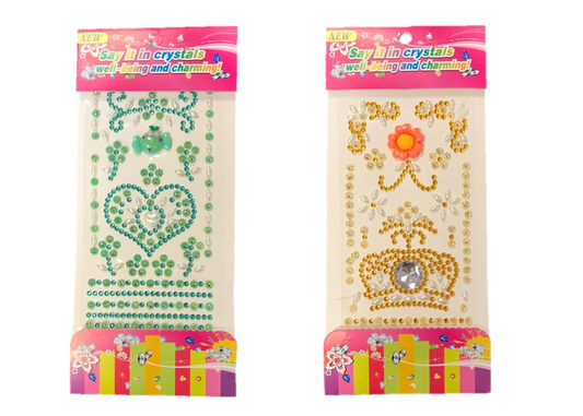 Say it in Crystals Single Sheet Heart / Crown Gem Stickers Assorted Designs and Colours CR1