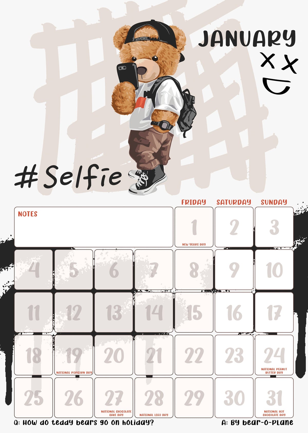 Teddy Cool - A3 Calendar 2027